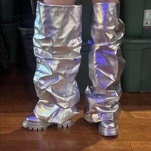 Silver METALLIC boots